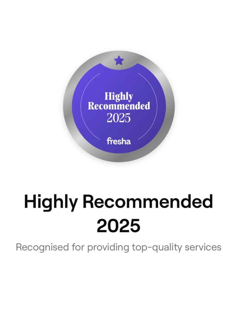 Fresha Highly Recommended 2025 badge